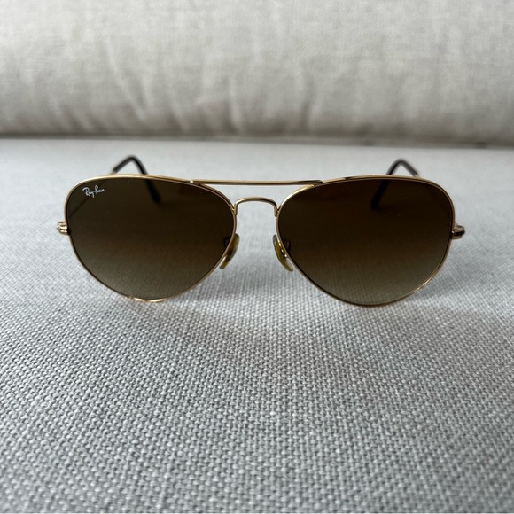 RAY-BAN Gold Aviator Sunglasses - Picture 5 of 14